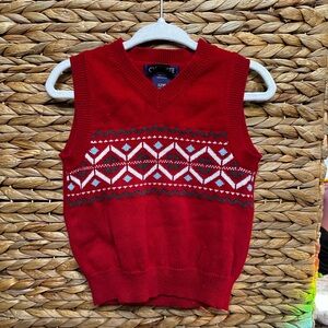 Cherokee Red and White V-Neck Sweater